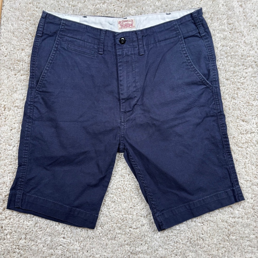 Levi Strauss Co Mens Navy Blue Chino Shorts Casual Flat Front W31